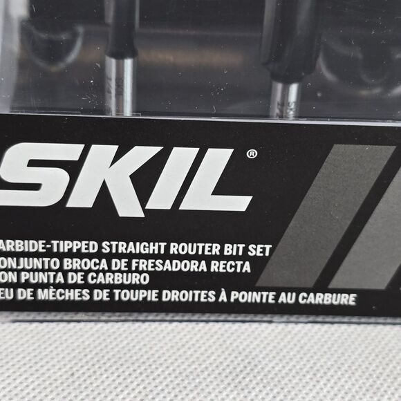 SKIL Router Bit Set 91001 Tipped Straight 3 Piece Includes 1/4" 1/2" 3/4" Bits - Picture 7 of 9